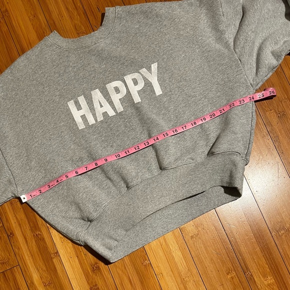 Cinq a Sept Graphic “Happy” Sweatshirt Grey Size M - Picture 10 of 15